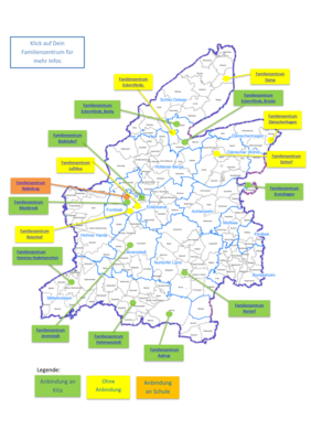 Karte der Familienzentren im Kreis Rendsburg-Eckernförde